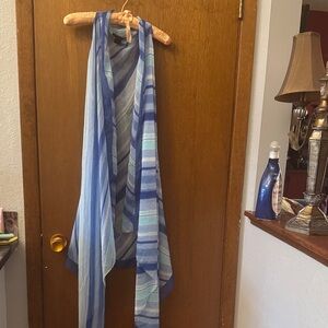 Kensie Sheer Scarf with Blue and Peach Tones